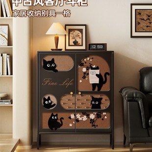 中古风斗柜客厅靠墙卧室床尾储物柜沙发边柜玄关铁皮收纳置物柜子