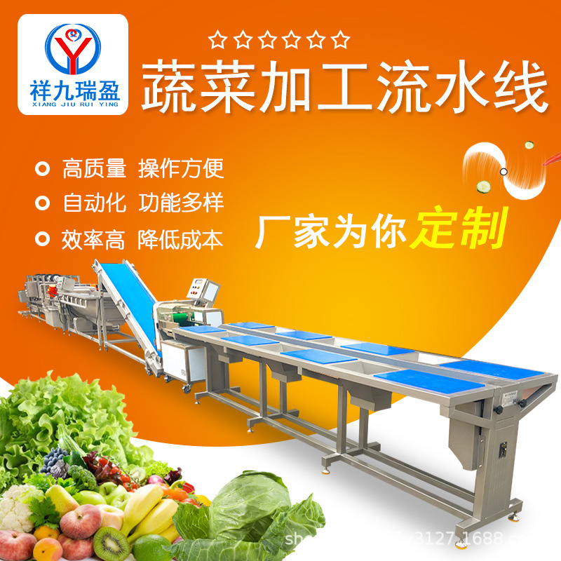 大型食堂自动分拣毛刷洗果机中央厨房瓜果清洗去皮加工生产流水线