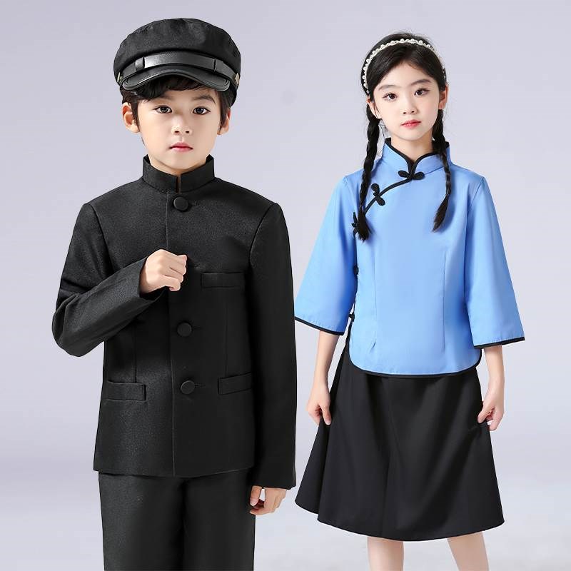 儿童民国风演出服学生装中山装朗诵表演服男女童五四青年装小学生