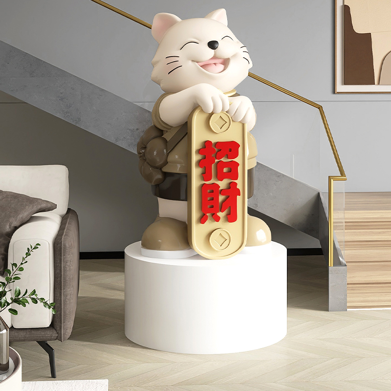 大型落地招财猫摆件开业礼物工艺礼品摆饰高档客厅实用大气雕塑店