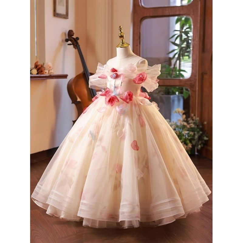 森系钢琴表演女童主持人礼服高端公主裙儿童生日连衣裙高级感演出