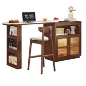 实木吧台桌家用阳台休闲小吧台可伸缩桌子小户型沙发旁玄关隔断柜