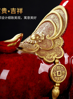 运势如虹陶瓷招财牛摆件客厅牛装饰工艺品牛气冲天牛年开业礼品