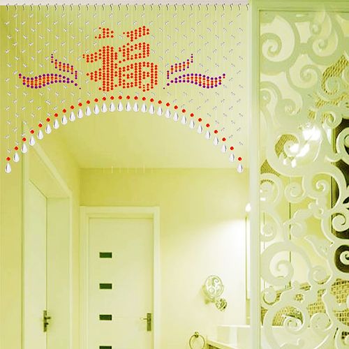 门帘珠帘隔断新款客厅福字中国风卫生间葫芦双心形免打孔水晶珠帘