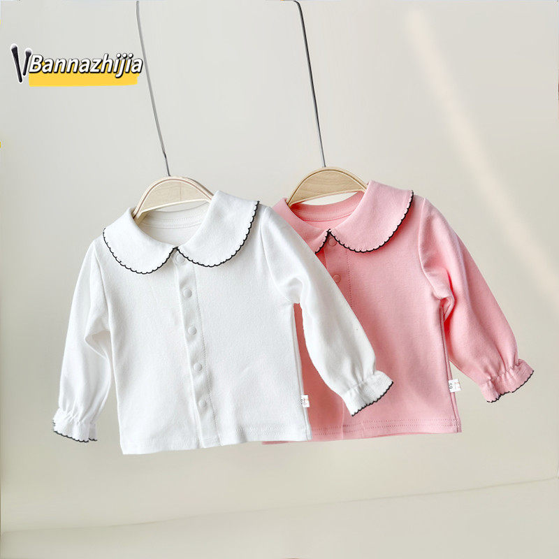 班纳之家女宝宝春秋纯棉公主花边领女童娃娃领儿童白色打底衫T恤,童装/婴儿装/亲子装,T恤,淘宝优惠券,粉丝福利购,淘宝优惠卷