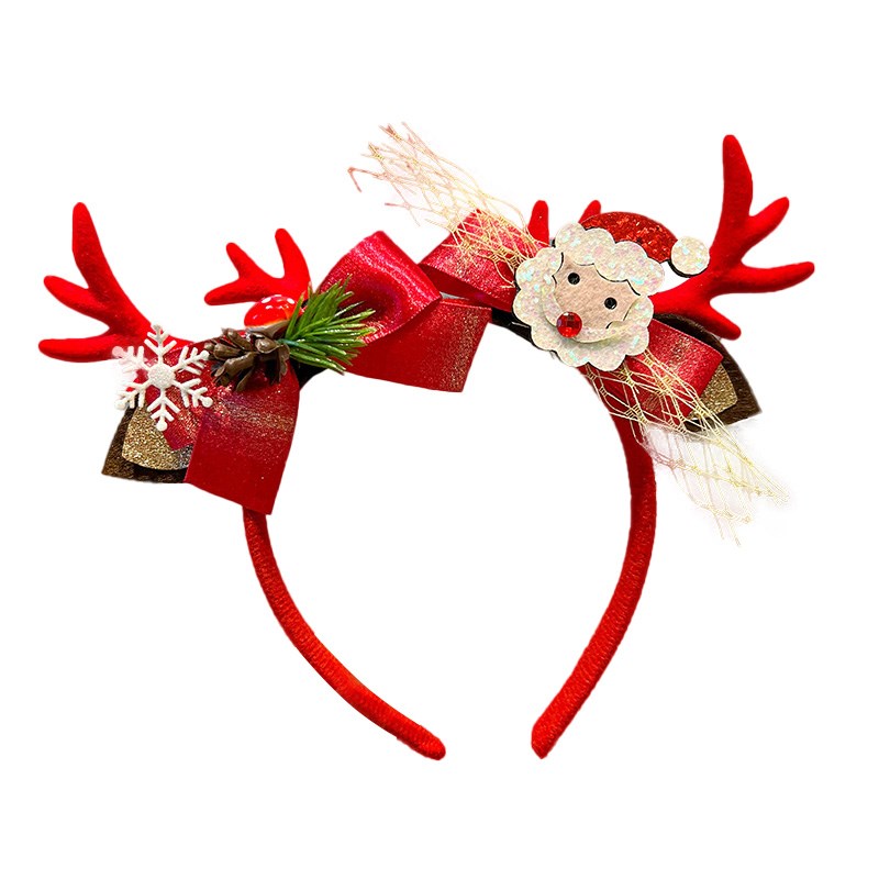 圣诞节儿童头饰发箍不勒头宝宝鹿角发卡女童圣诞帽头箍圣诞节发饰