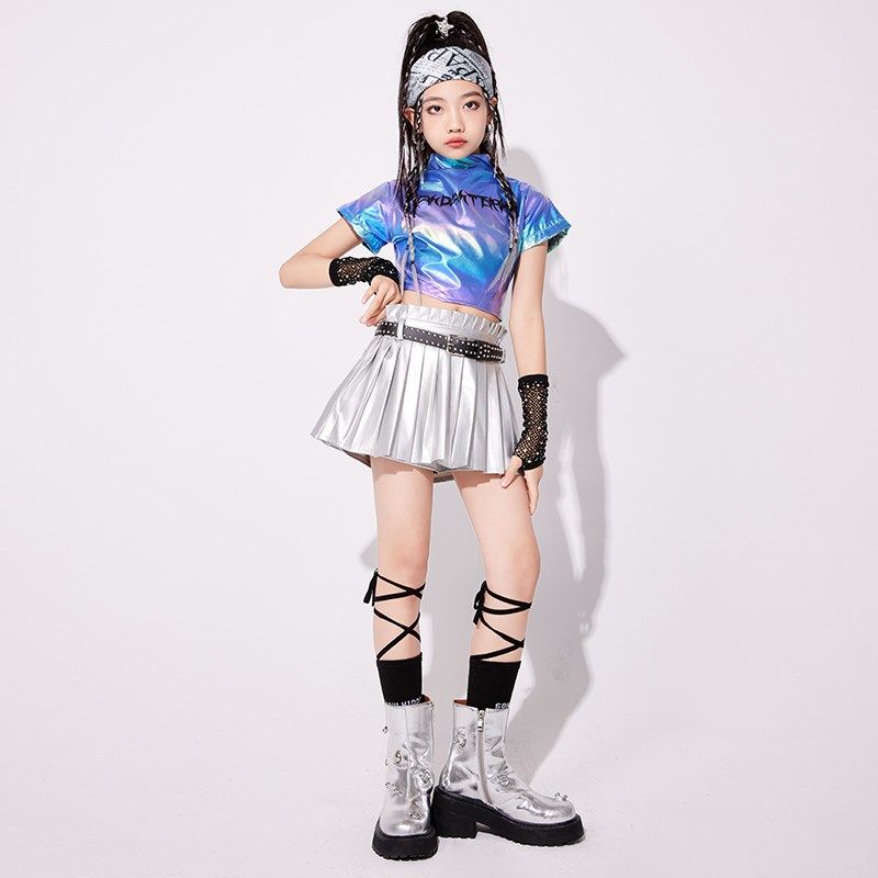 爵士舞服装女童潮酷幻彩jazz套装儿童舞台走秀少儿爵士舞演出服装
