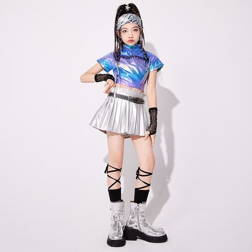 爵士舞服装女童潮酷幻彩jazz套装儿童舞台走秀少儿爵士舞演出服装