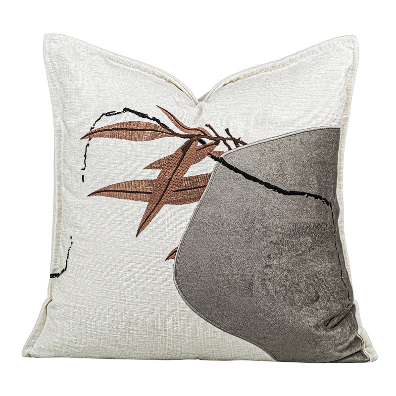 新中式创意腰枕酒店民宿样板间靠垫沙发抱枕米色客厅软装靠枕棕色