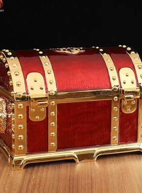 欧式复古带锁百宝箱喜庆首饰收纳盒家居装饰品摆件送闺蜜结婚礼物