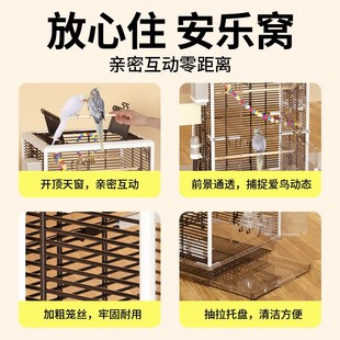 亚克力生态鸟笼别墅大型鸟笼横丝透明鹦鹉笼子繁殖笼玄凤牡丹专用