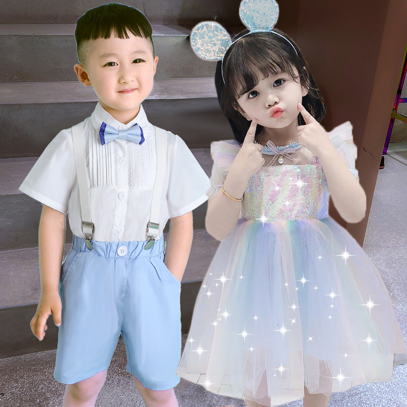 六一儿童舞蹈演出服蓬蓬裙公主裙幼儿园女可爱毕业照小星星连衣裙