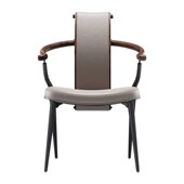 意式 轻奢茶椅胡桃木扶手主人椅茶桌茶台泡茶休闲椅极简书房椅子