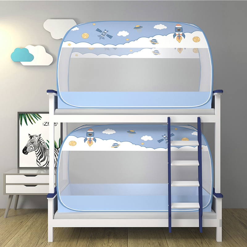 学生宿舍蚊帐0.9侧上下铺1米免安装蒙古包一体式1.2三开门家用1.5