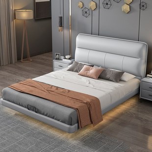 儿童床男孩1.35米悬浮床现代简约单人床实木女孩小户型齐边悬空床