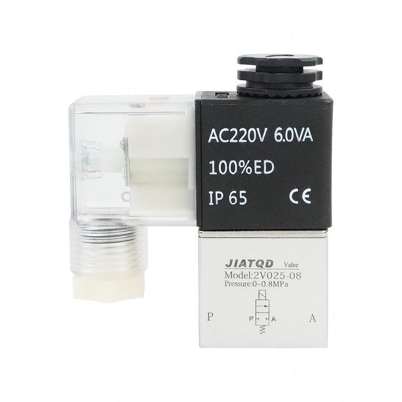 气动电磁阀2V025-08二位二通气阀开关AC220V常闭12V一进一出DC24V