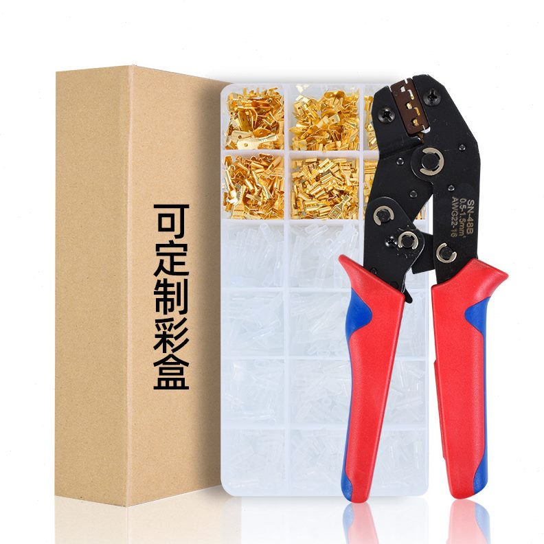 甄选冷压端子压线钳7寸剥线钳端子钳绝缘压接钳插簧卡簧钳48b套装