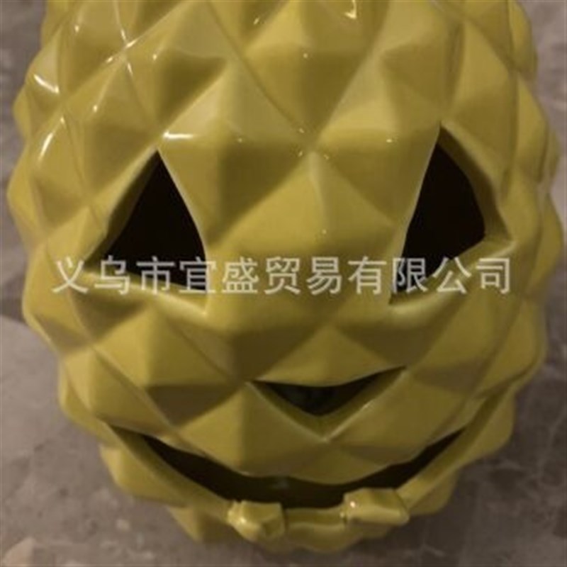 新款万圣节菠萝南瓜点亮陶瓷杰克南瓜灯海滩装饰摆件家居庭院