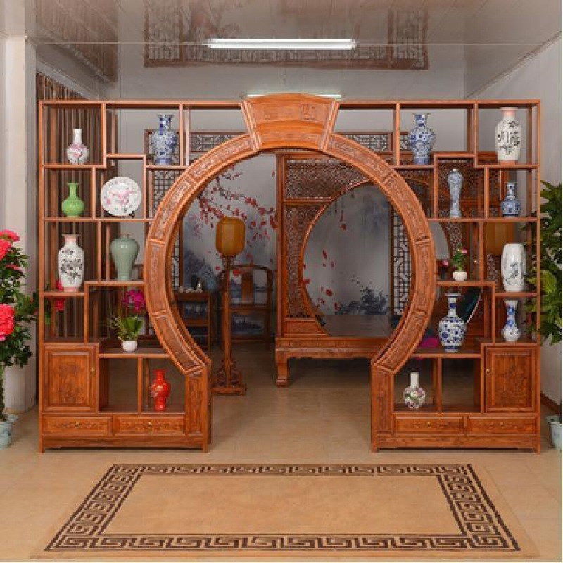 月洞门月亮门隔断新中式博古架伸缩仿古背景墙客厅古董纸杯1否否