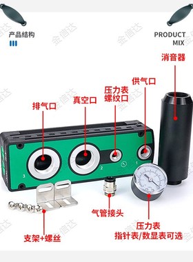 多级真空发生器VTM301/302/303/304/305/306-D-N气动真空输送器