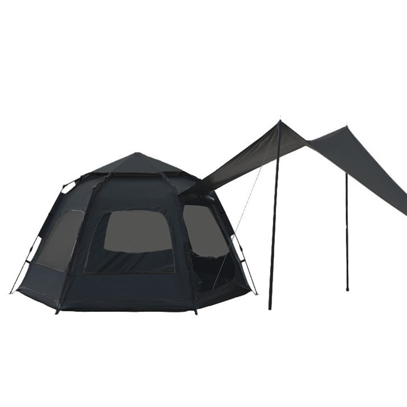 六角黑胶帐篷防晒户外多人大空间通风露营沙滩野营全自动速开帐篷