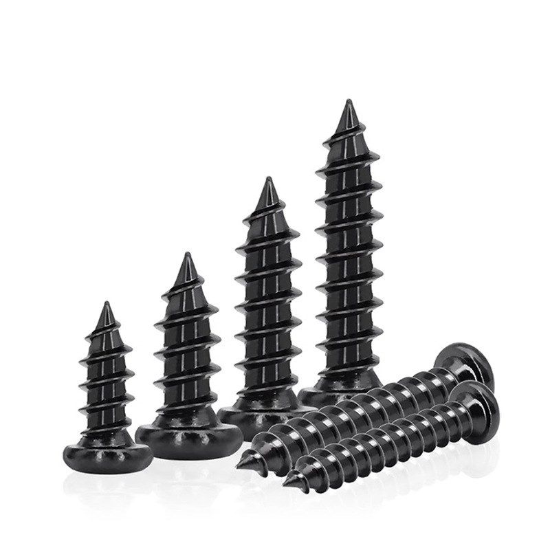 PA黑色圆头十字槽螺钉自攻钉电子小螺丝盘头自攻丝螺丝钉M2/M3/M4