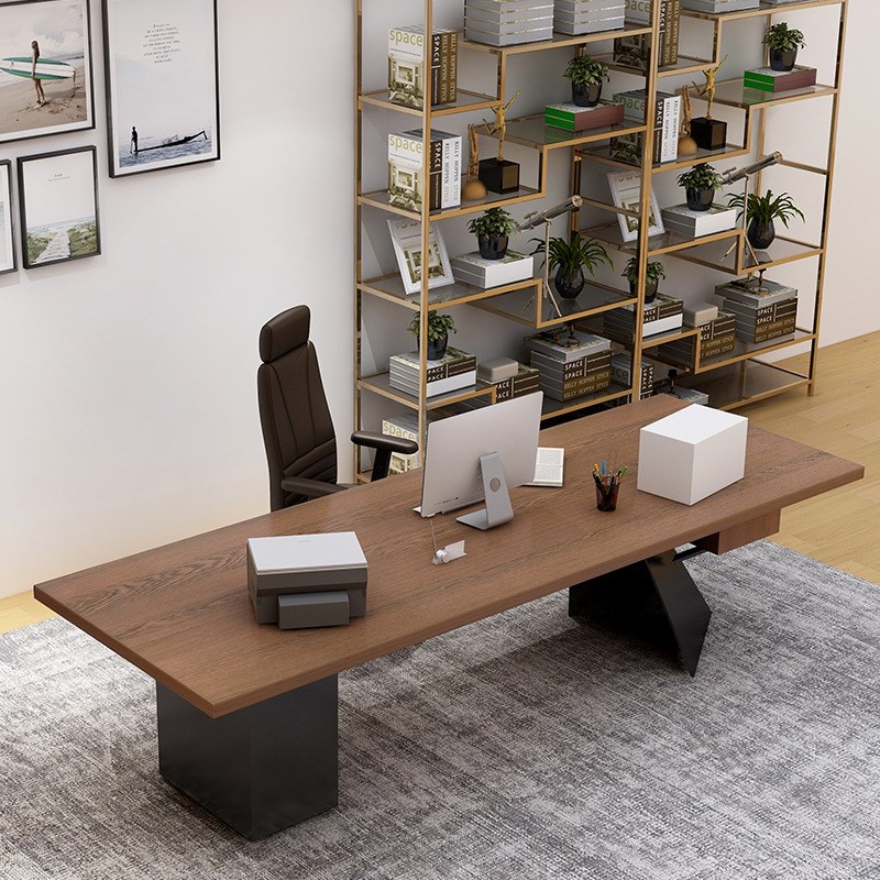 简约现代实木单人老板桌创意家用书房书桌设计师主管电脑桌办公桌