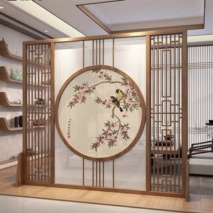 屏风隔断j客厅实木镂空简约现代家用玄关办公室茶室座屏 新中式