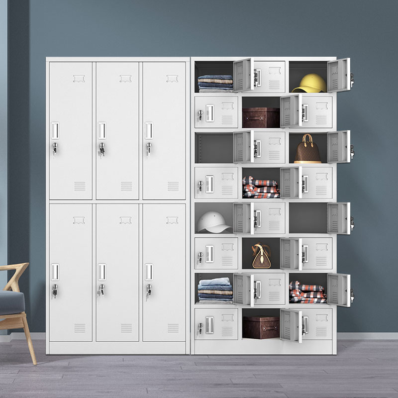 更衣柜员工储物柜单4门9门铁皮衣柜带锁鞋柜钢制健身房浴室存衣柜