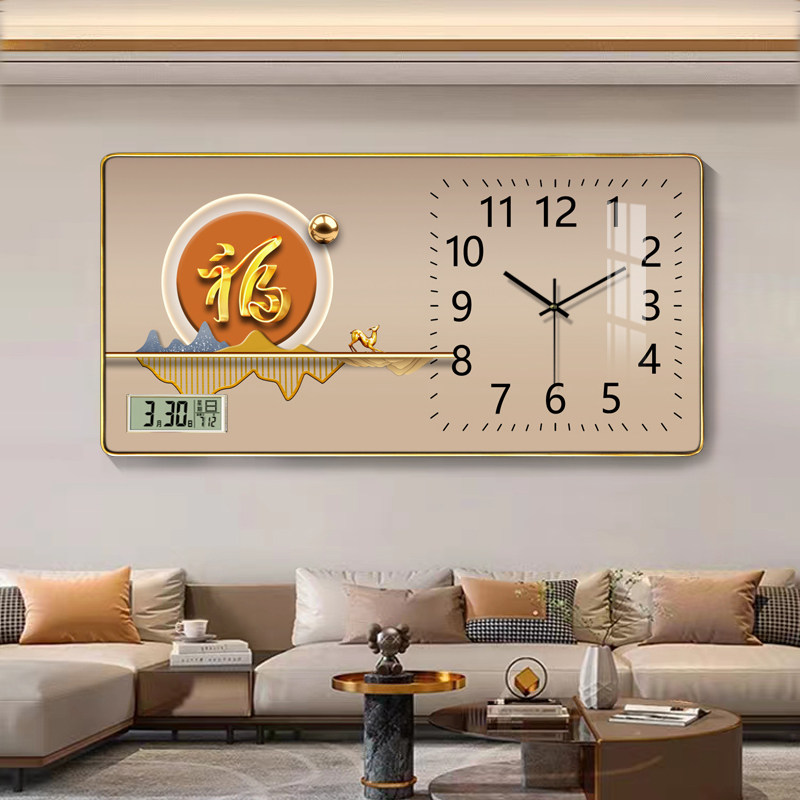 钟表挂钟客厅时尚创意个性时钟挂表简约家用静音日历款石英钟挂墙