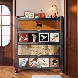 架 柜家用门口入户玄关靠墙中古风收纳储物柜一体鞋 燕渺新款 钢制鞋