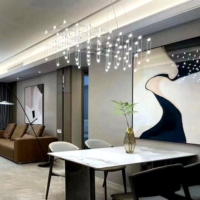 LD吊灯现代长方形极简餐桌长条灯创意个性艺术设计师款,家装灯饰光源,餐厅吊灯,淘宝优惠券,粉丝福利购,淘宝优惠卷