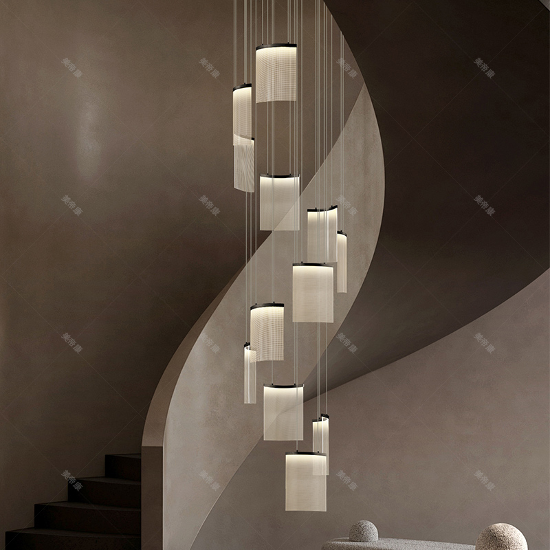 楼梯吊灯现代简约loft公寓挑高吊灯别墅复式楼旋转楼梯间长吊灯