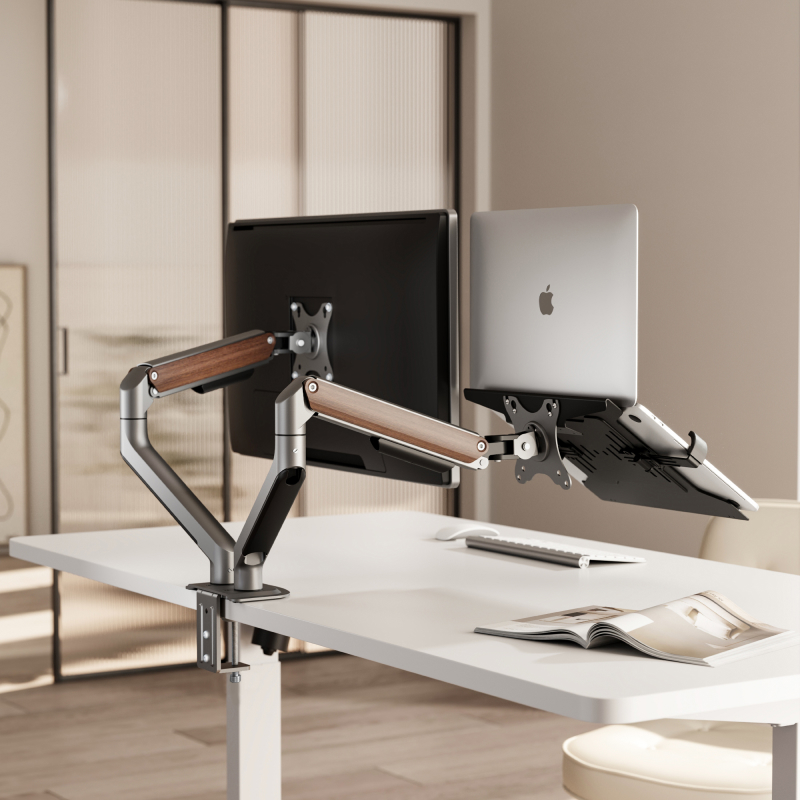 北弧萤幕显示器支架臂旋转伸缩笔记本悬空托盘散热升降增高架E