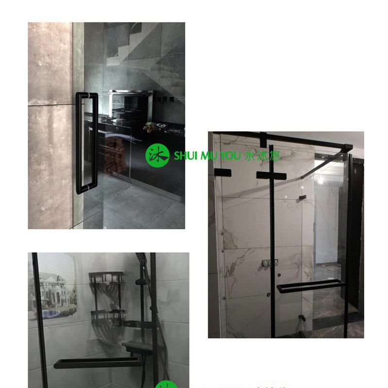 水沐悠精品木门浴室房玻璃门拉手 推拉门把手哑黑订做