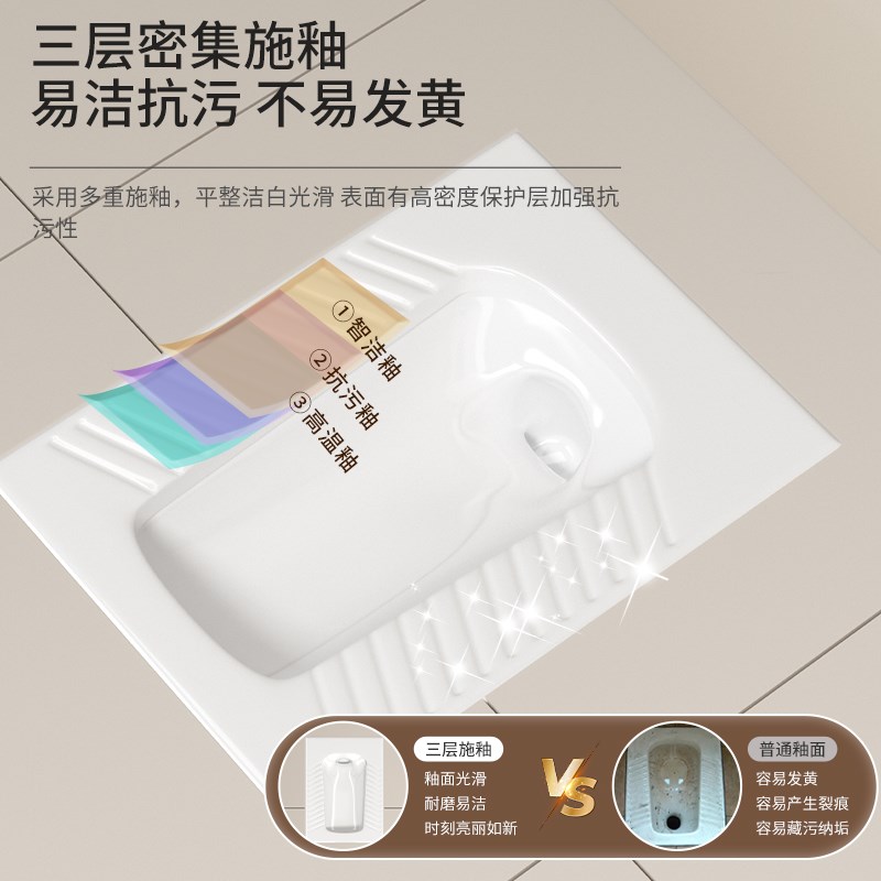家用陶瓷蹲便器大冲力水箱整套装卫生间防臭大便器厕所蹲坑式便盆