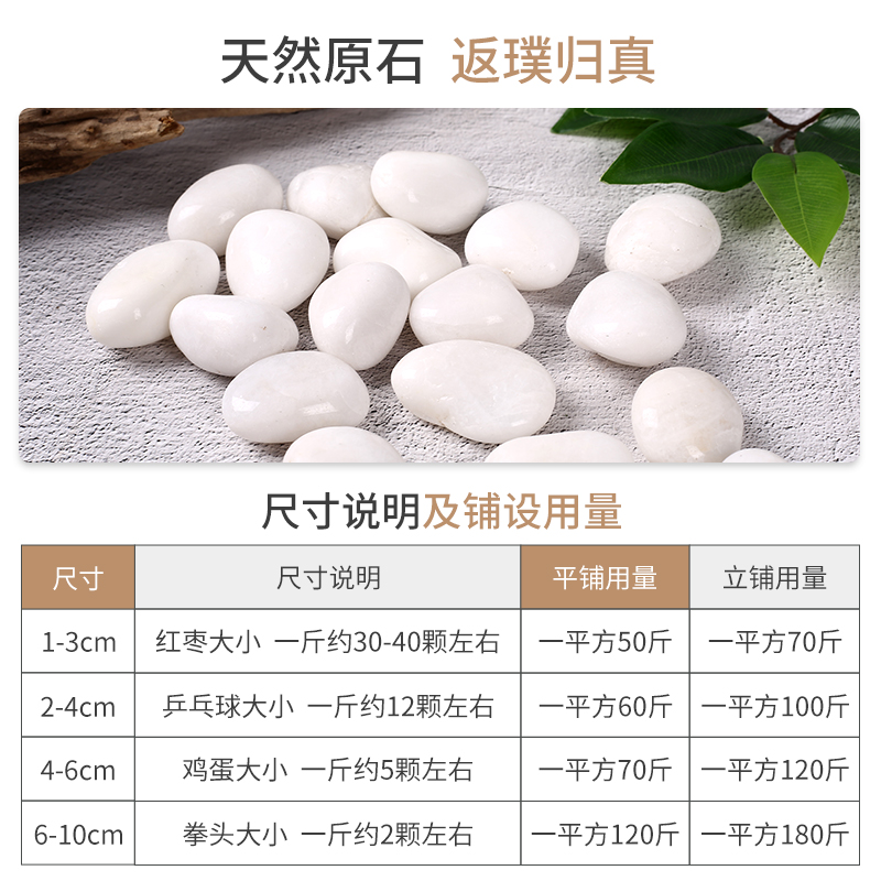白色鹅卵石铺地造景雨花石鱼缸庭院铺路大小白石头天然精抛白石子