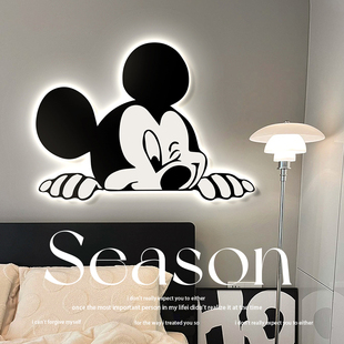 米奇米妮卧室床头装饰画壁灯客厅沙发背景墙挂画玄关灯画高级