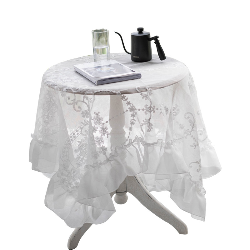 韩式田园风小茶几餐桌布长方形甜品台布白色蕾丝刺绣盖巾布艺,居家布艺,桌布,淘宝优惠券,粉丝福利购,淘宝优惠卷