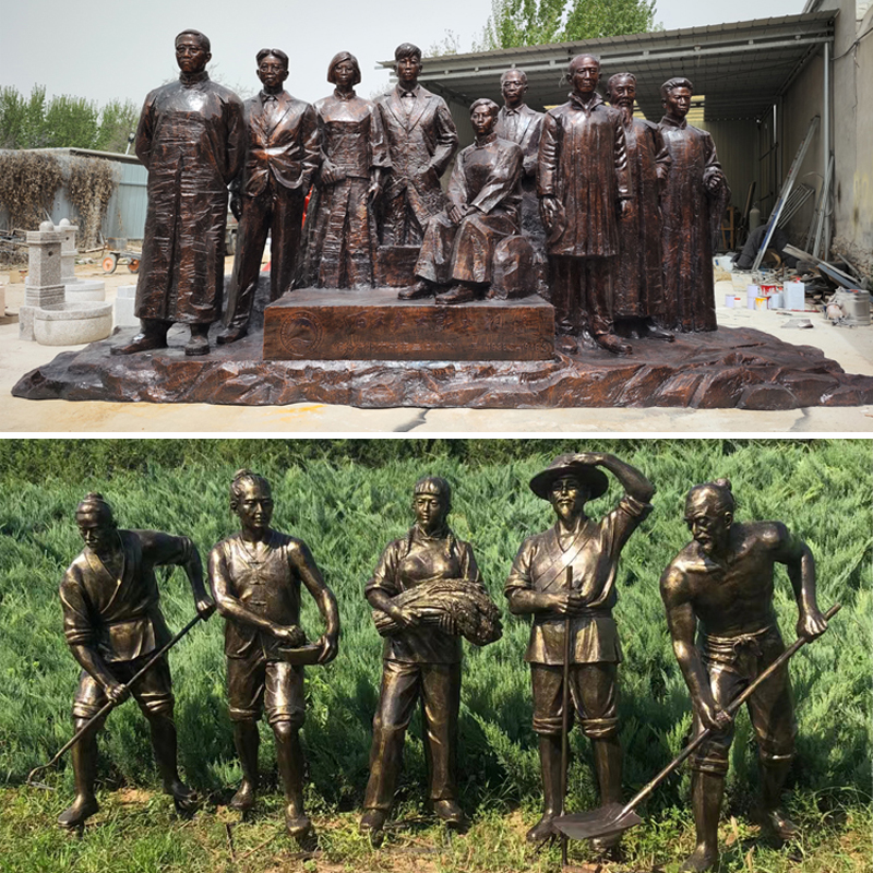 玻璃钢仿铜人物雕塑农耕文化名人胸像铸铜定制民俗小品铜人
