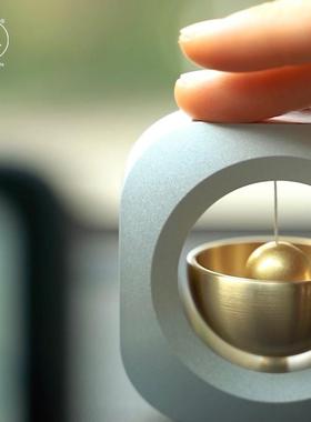 多巴胺车载铃铛黄铜金属现代摆件时尚简约科技感创意装饰新车礼物