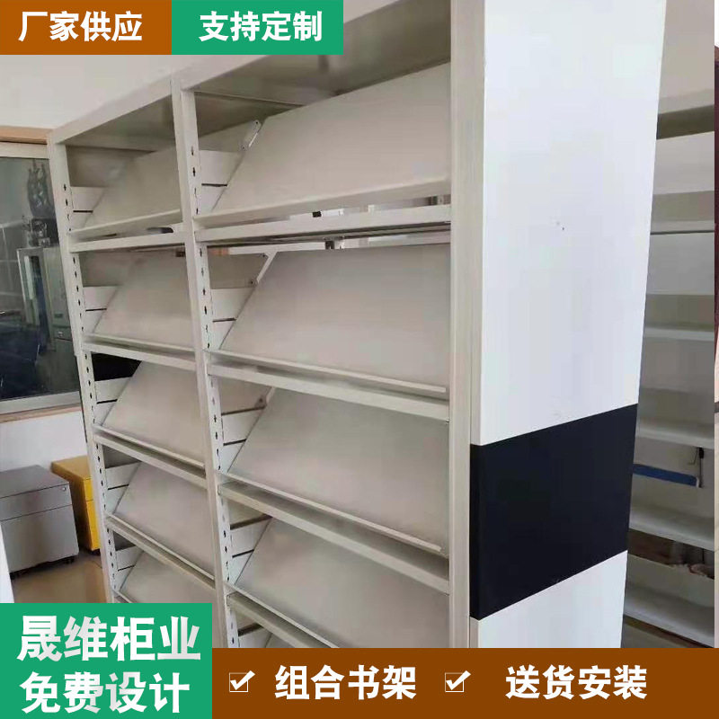 钢制书架学习书架阅览室档案单双面书店钢木书架档案铁皮学校书架