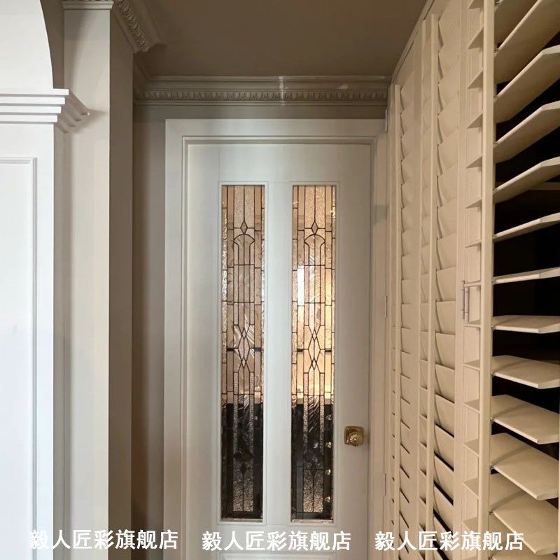 透光现代法式艺术玻璃蒂凡尼门窗隔断柜门教堂镶嵌定制