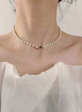 十里间【a冷萃i】甜美少女珍z珠项炼百搭仙气可调节锁骨链