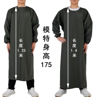 n围裙防水防油男屠宰水产石材手套反穿衣劳保罩衣 PVC加厚耐磨长袖