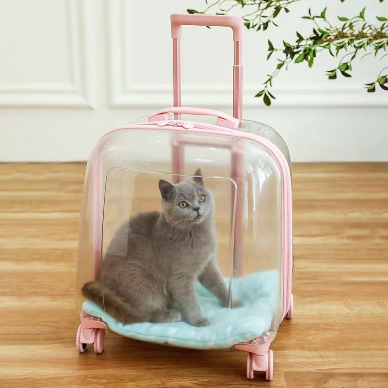 宠物拉杆箱猫包外出o便携猫咪行李箱透明大号猫咪小推车狗狗太空