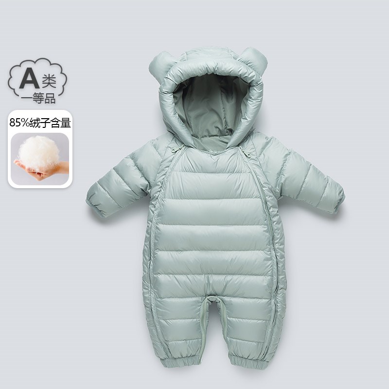 婴儿轻薄羽绒服j冬季连体衣男女宝宝外出服哈衣新生幼儿冬装爬爬