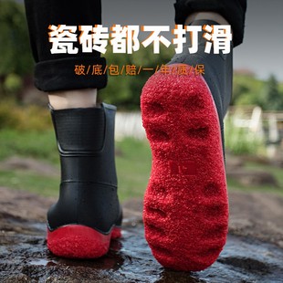 加厚耐 雨鞋 男中筒雨靴男士 低p筒水鞋 防滑防水短筒高O筒加绒橡胶鞋