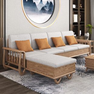 冬夏两用转角沙发新中式小户型直排现代简约客厅高箱储物实木沙发