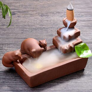 茶宠三只小猪丰衣足食紫砂倒流香炉家用香道摆件香薰炉檀香炉茶道